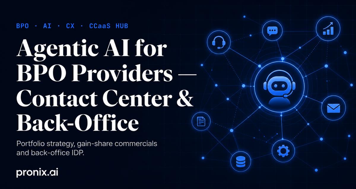 Agentic AI for BPO Providers — A Practical Guide for Contact Center and Back-Office Outsourcers — pronix.ai share card