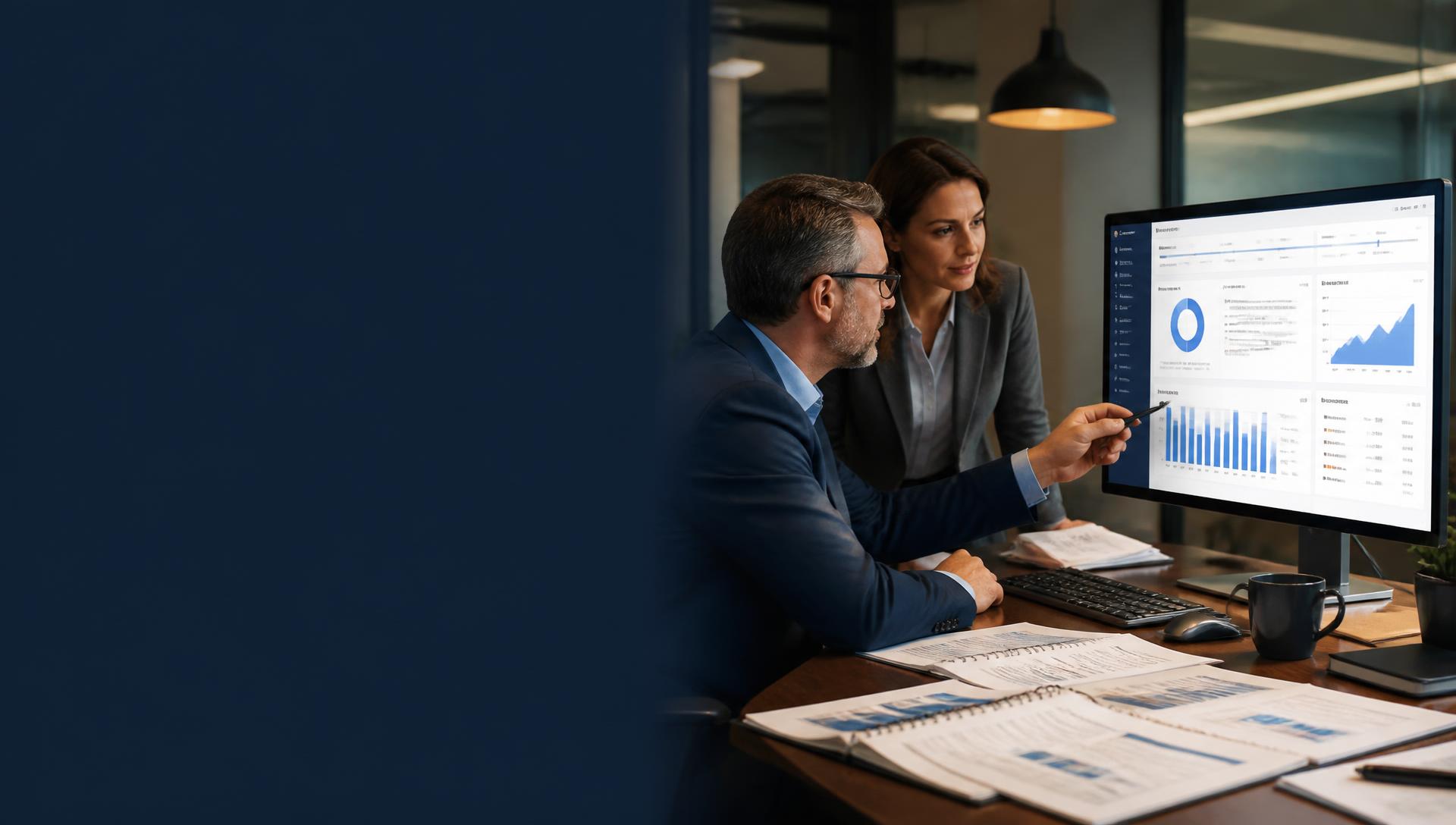 Enterprise leader using an interactive contact center AI assessment and ROI calculator dashboard — Pronix.ai tools.