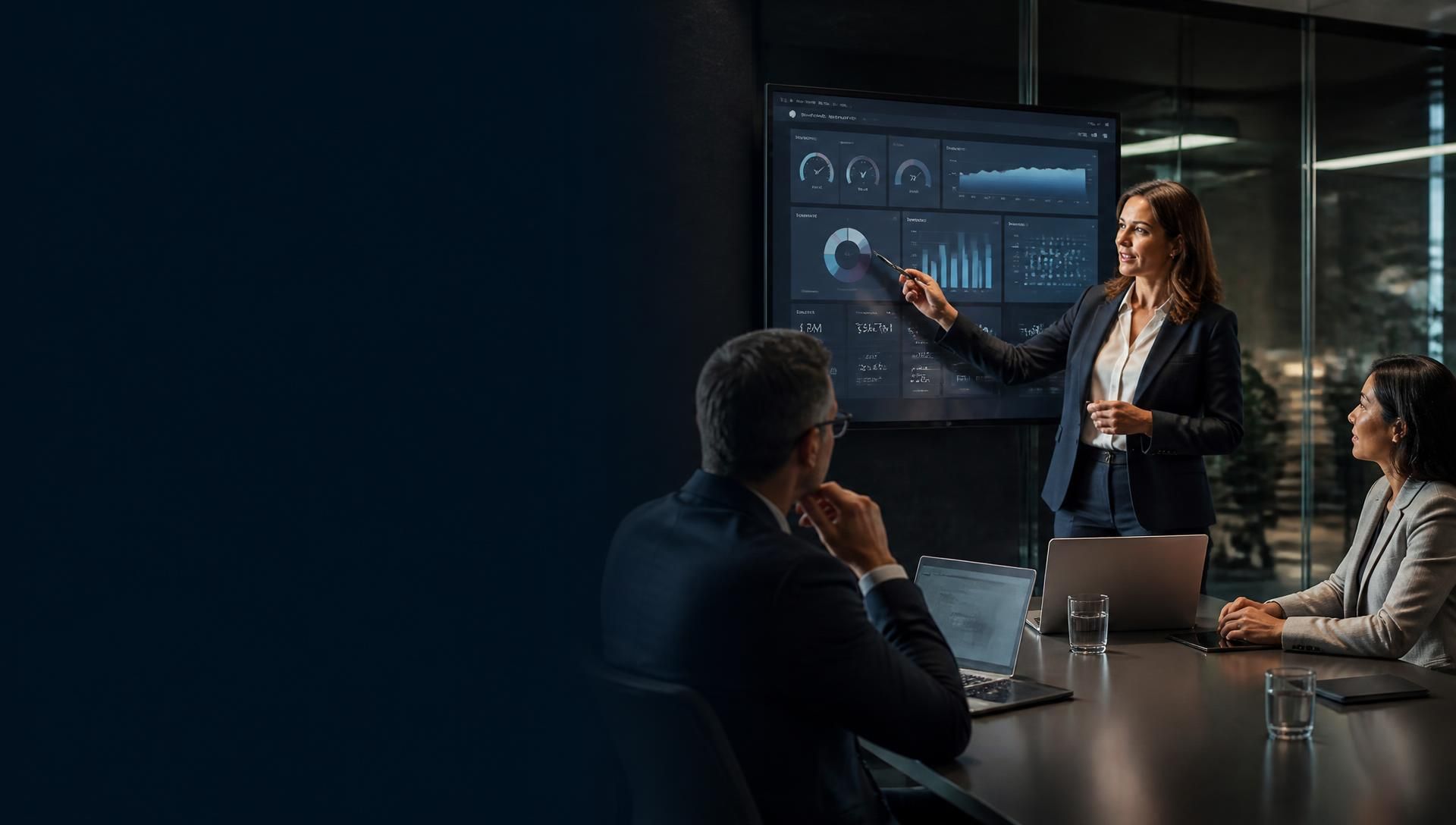 Enterprise leaders reviewing customer outcome dashboards from delivered AI and contact center programs — pronix.ai case studies.