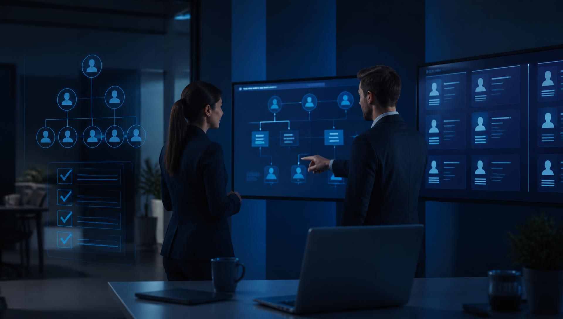 HR team reviewing employee lifecycle workflows supported by governed AI self-service.