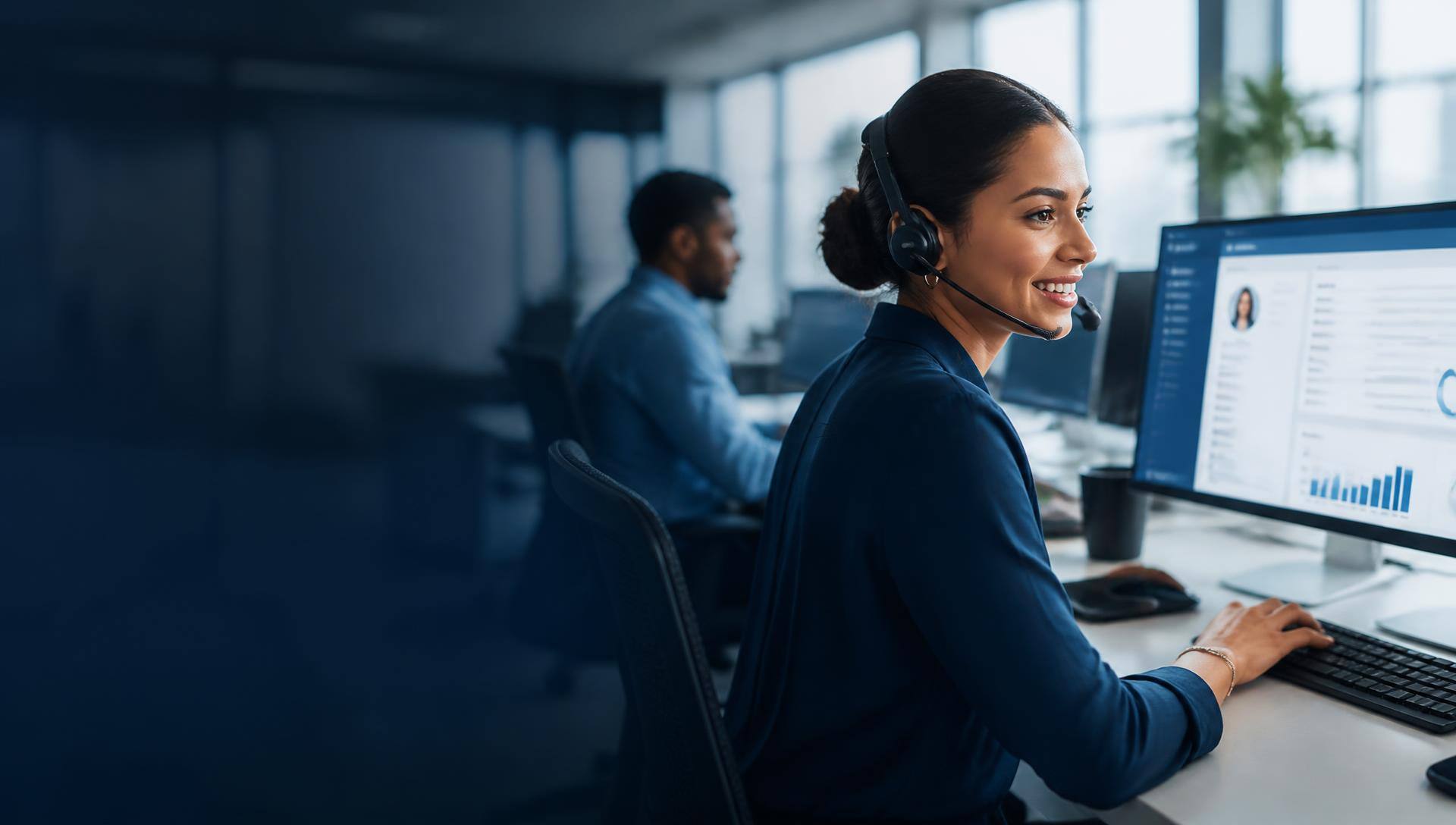 Health plan member services advisor on a call — AI for member service and claims from pronix.ai.